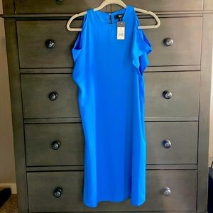 Blue cold shoulder dress